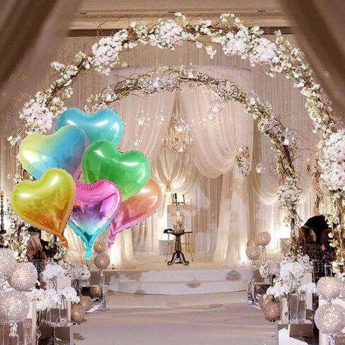 18 Assorted Gradient Color heart Shaped Balloons 18 Inches 6 Kinds of Rainbow Party Foil Balloons, Foil Balloons for Party Decoration, Birthday Party Supplies or Wedding Ceremony in Saudi Arabia