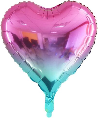18 Assorted Gradient Color heart Shaped Balloons 18 Inches 6 Kinds of Rainbow Party Foil Balloons, Foil Balloons for Party Decoration, Birthday Party Supplies or Wedding Ceremony in Saudi Arabia