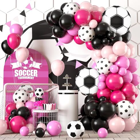 Party Party Party Balloon Garland Arch Kit ، Decorations Black Hot Pink Withit Foil Palloon for Women Girls Kids Hirth in Kuwait