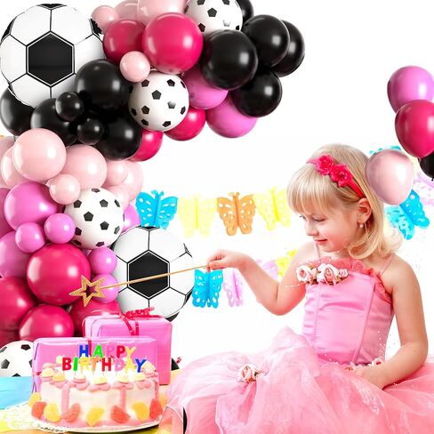 Party Party Party Balloon Garland Arch Kit ، Decorations Black Hot Pink Withit Foil Palloon for Women Girls Kids Hirth in Kuwait