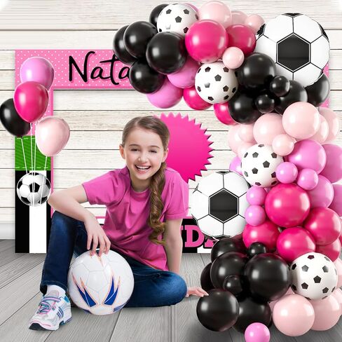 Party Party Party Balloon Garland Arch Kit ، Decorations Black Hot Pink Withit Foil Palloon for Women Girls Kids Hirth in Kuwait
