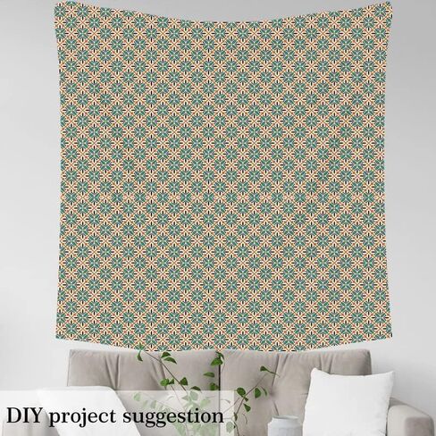 Feelyou Flower Fabric by The Yard, Vintage Flowers Pattern Upholstery Fabric for Chairs, Geometric Floral Exotic Style Decorative Waterproof Outdoor Fabric, 1 Yard, Green Brown in Saudi Arabia