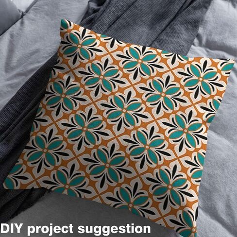 Feelyou Flower Fabric by The Yard, Vintage Flowers Pattern Upholstery Fabric for Chairs, Geometric Floral Exotic Style Decorative Waterproof Outdoor Fabric, 1 Yard, Green Brown in Saudi Arabia