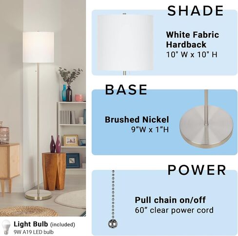 Catalina Lighting 22424-002 مصباح أرضية عصا النيكل التقليدي المصقول ، لمبة LED مشمولة ، 56.5 بوصة in Kuwait
