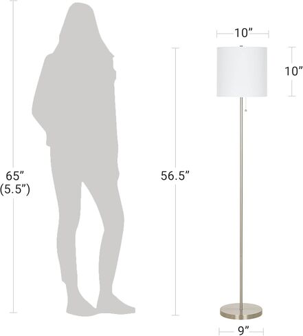 Catalina Lighting 22424-002 مصباح أرضية عصا النيكل التقليدي المصقول ، لمبة LED مشمولة ، 56.5 بوصة in Kuwait