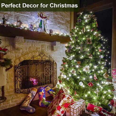 Decute 300LED Christmas String Lights Outdoor Waterproof 105FT UL Certified with End-to-End Plug 8 Modes, Multicolor Indoor Starry Fairy Lights for Christmas Tree Patio Garden Wedding Party Decor in Saudi Arabia