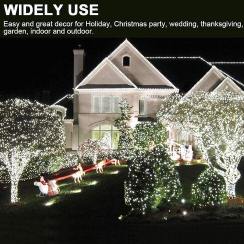 Decute 300LED Christmas String Lights Outdoor Waterproof 105FT UL Certified with End-to-End Plug 8 Modes, Multicolor Indoor Starry Fairy Lights for Christmas Tree Patio Garden Wedding Party Decor in Saudi Arabia