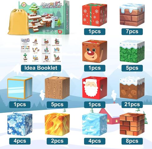 Large Magnetic Blocks Travel,20PCS 1.42in Building Blocks for Toddlers 3-5,Magnet Cubes for Toddlers,Sensory Montessori Toys Sets Learning Construction Squares Stem Toys for Boy,Girl,Kids,Kit,Gift,4-8 in Saudi Arabia