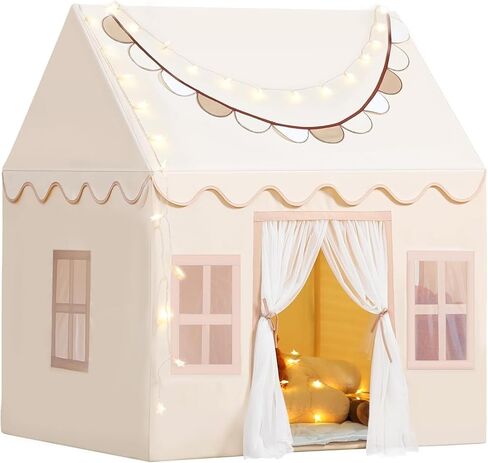 Wilwolfer Play Tent for Kids Indoor - Kids Play Tent Indoor Toddlers Play Tent Large Toddler Tent for Kids Toy House Birthday Gift for Boys & Girls Playroom Decor (Beige Playhouse) in Saudi Arabia