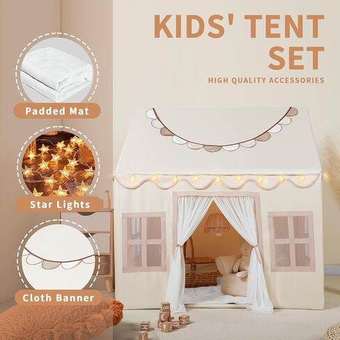 Wilwolfer Play Tent for Kids Indoor - Kids Play Tent Indoor Toddlers Play Tent Large Toddler Tent for Kids Toy House Birthday Gift for Boys & Girls Playroom Decor (Beige Playhouse) in Saudi Arabia