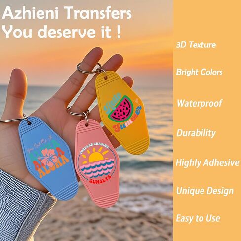 UV DTF Stickers for Motel Keychain-80 PCS Summer Beach UV DTF Wrap Stickers, Summer Vibes UV DTF Decals, Cute Rub on Transfers, Waterproof Cold Transfer Stickers for Hotel Blank Keychains in Saudi Arabia