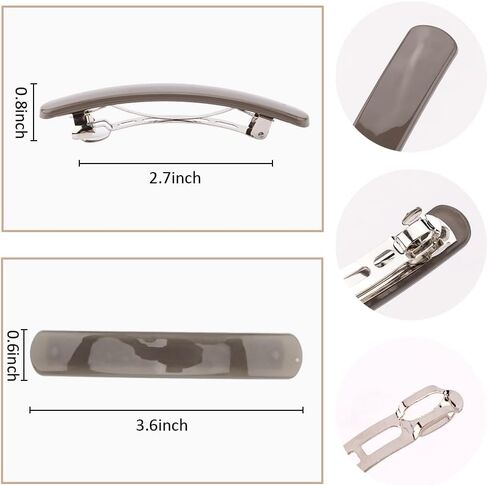 Ahoney 4Pcs Hair Barrettes for Women: 3.6" Flat Banana Clips, Pins for Thin Hair Styling Accessories, Gift Set (Black/Brown/Red/Pink) in Kuwait