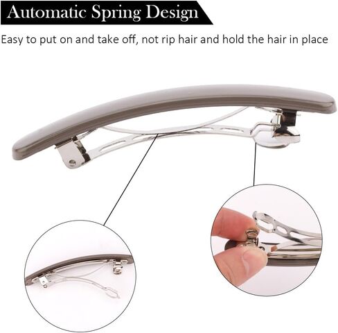 Ahoney 4Pcs Hair Barrettes for Women: 3.6" Flat Banana Clips, Pins for Thin Hair Styling Accessories, Gift Set (Black/Brown/Red/Pink) in Kuwait