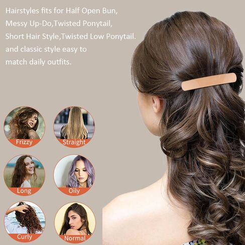 Ahoney 4Pcs Hair Barrettes for Women: 3.6" Flat Banana Clips, Pins for Thin Hair Styling Accessories, Gift Set (Black/Brown/Red/Pink) in Kuwait