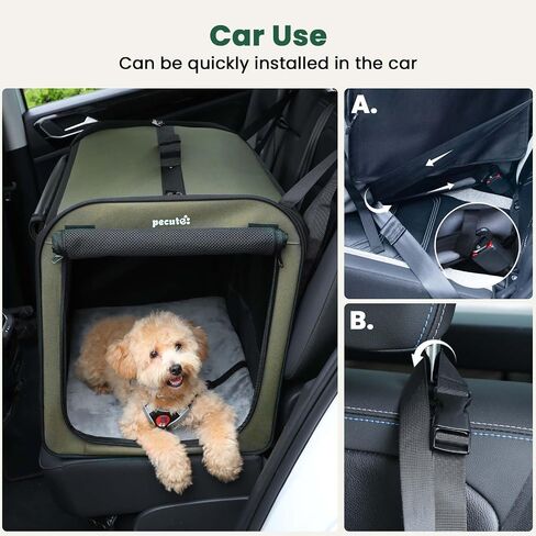 pecute Dog Car Carrier Stable and Light Weight, Expandable Extra Space Dog Carrier for Cars, Breathable Dog Car Crate, Foldable Pet Carrier for Both Indoor and Outdoor Use, Pet Travel Crate Gray in Kuwait