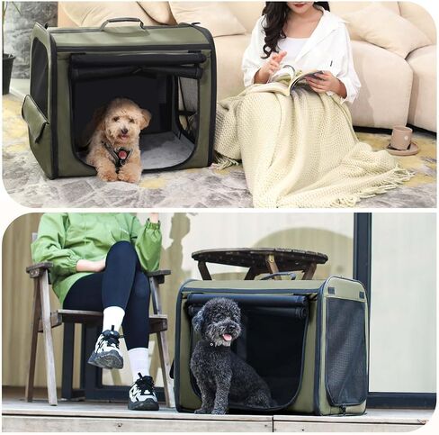 pecute Dog Car Carrier Stable and Light Weight, Expandable Extra Space Dog Carrier for Cars, Breathable Dog Car Crate, Foldable Pet Carrier for Both Indoor and Outdoor Use, Pet Travel Crate Gray in Kuwait
