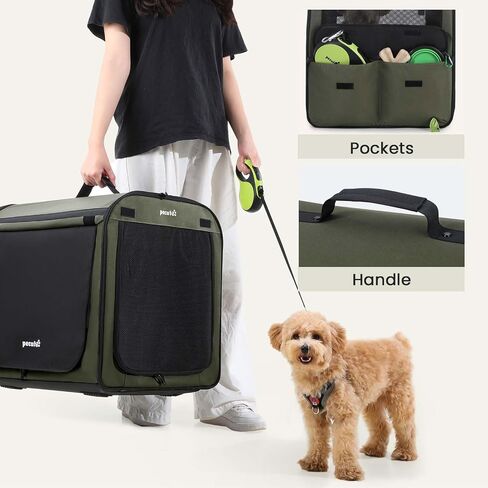 pecute Dog Car Carrier Stable and Light Weight, Expandable Extra Space Dog Carrier for Cars, Breathable Dog Car Crate, Foldable Pet Carrier for Both Indoor and Outdoor Use, Pet Travel Crate Gray in Kuwait