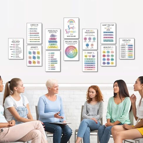 12 PCS ملصقات الصحة العقلية ، ديكور مكتب المعالج ، ملصقات الصحة العقلية الرعاية ، مكتب الاستشارات يجب أن يكونا ، ديكورات ملهمة التحفيزية ، النمط ب ب ، in Kuwait