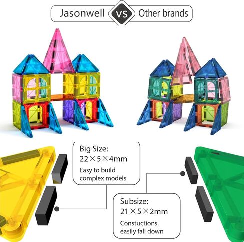 Jasonwell Magnetic Tiles Kids Magnetic Blocks Building Sets 3D Magnet Tile Building Blocks Toy Construction Educational STEM Toys Gifts for Toddlers Boys Girls 3 4 5 6 7 8 9 10 + Year Old in Kuwait