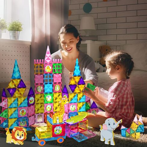 Jasonwell Magnetic Tiles Kids Magnetic Blocks Building Sets 3D Magnet Tile Building Blocks Toy Construction Educational STEM Toys Gifts for Toddlers Boys Girls 3 4 5 6 7 8 9 10 + Year Old in Kuwait