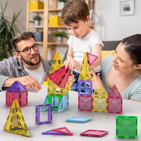 Jasonwell Magnetic Tiles Kids Magnetic Blocks Building Sets 3D Magnet Tile Building Blocks Toy Construction Educational STEM Toys Gifts for Toddlers Boys Girls 3 4 5 6 7 8 9 10 + Year Old in Kuwait
