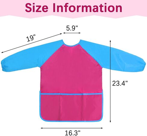 2 Pack Kids Choilers Art Smock ، مآزر فنان للأطفال المقاوم للماء مع 3 جيوب طويلة الأكمام لمدة 2-6 سنوات in Kuwait