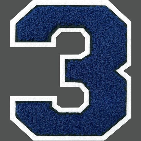 Iron on Number Patches 4-1/2 " Blue Chenille Number Patches Large Number Patches Varsity Number Patches Letterman Number Patches (3) in Kuwait