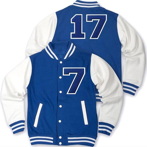 Iron on Number Patches 4-1/2 " Blue Chenille Number Patches Large Number Patches Varsity Number Patches Letterman Number Patches (3) in Kuwait