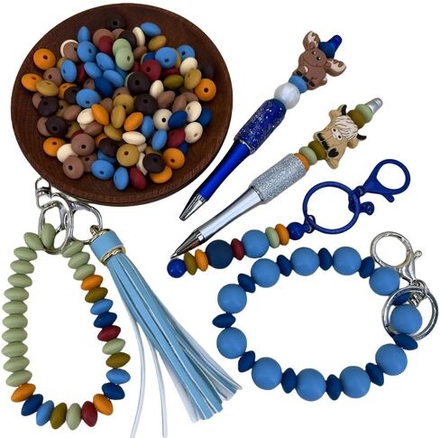 MIIIM 200pcs Silicone Lentil Beads, 12mm Silicone Focal Beads for pens, DIY, Abacus Bulk for Keychain Making, Bracelet, Necklace (Brown) in Saudi Arabia