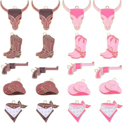 Western Cowboy Charms for Jewelry Making, Boot Hat Horse Cactus Trinkets Enamel Charms for Necklace Earrings Bracelet Keychain Pendant DIY Crafts in Saudi Arabia