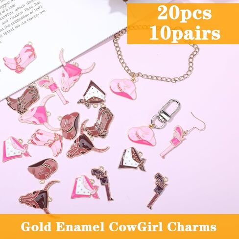 Western Cowboy Charms for Jewelry Making, Boot Hat Horse Cactus Trinkets Enamel Charms for Necklace Earrings Bracelet Keychain Pendant DIY Crafts in Saudi Arabia