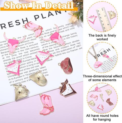 Western Cowboy Charms for Jewelry Making, Boot Hat Horse Cactus Trinkets Enamel Charms for Necklace Earrings Bracelet Keychain Pendant DIY Crafts in Saudi Arabia