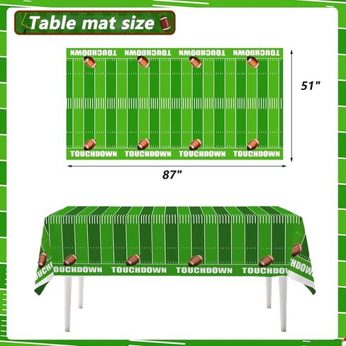 Football Party Supplies Tableware Set, Football Birthday Party Decorations Includes Plates Napkins Cups Banner Balloons Cake ToppersTablecloth for Football Themed Party Supplies (Set C) in Saudi Arabia