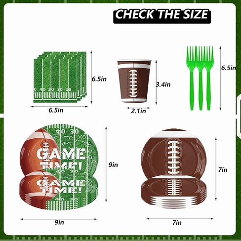 Football Party Supplies Tableware Set, Football Birthday Party Decorations Includes Plates Napkins Cups Banner Balloons Cake ToppersTablecloth for Football Themed Party Supplies (Set C) in Saudi Arabia