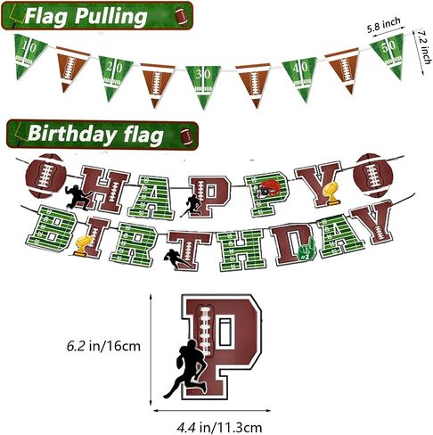 Football Party Supplies Tableware Set, Football Birthday Party Decorations Includes Plates Napkins Cups Banner Balloons Cake ToppersTablecloth for Football Themed Party Supplies (Set C) in Saudi Arabia