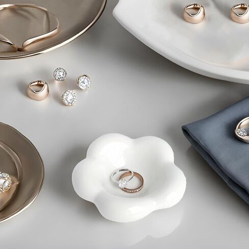 منظم صينية مجوهرات على شكل سحابة بيضاء، صينية سيراميك للزينة، طبق حلية صغير مزخرف in Kuwait