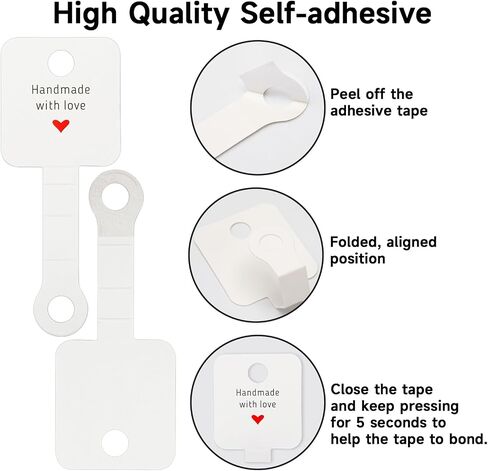 joycraft 100Pcs Self Adhesive Bracelet Display Cards,Kraft Handmade with Love Blank Cards, Jewelry Packaging for Selling, Hanging Display Cards for Jewelry, Bracelet, and Necklace(4“x1.5"） in Kuwait