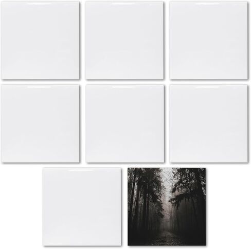 MR.R 8 Pack Sublimation Blanks 8x8" White Glossy Ceramic Tiles Crafts for Heat Press Transfer Printing Customized Photo Frame Novelty for Wedding, Birthday Gift, Decoration (20x20cm) in Kuwait