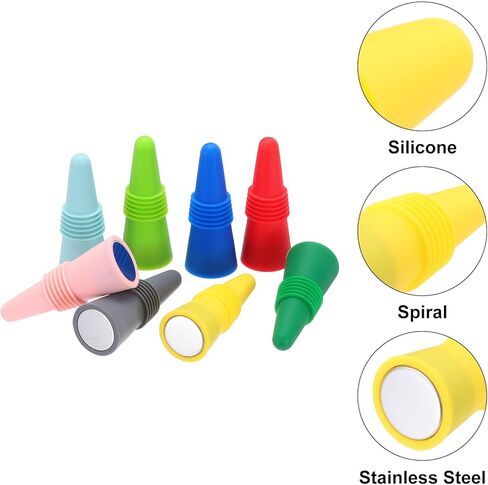 MECCANIXITY 8Pcs Wine Stoppers High Temp Silicone Plug T Shaped Wine Bottle Stopper Wine Outlet Cap 4 color in Saudi Arabia