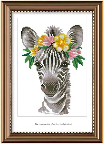 Zhenqing Countted Cross Stitch Kit Animals ، 11 Count ، 3 خيوط ، 9.8 × 13.8 بوصة ، مجموعة المبتدئين DIY ، أنماط سلسلة الحيوانات ، مجموعة غرزة متقاطعة مختومة ، مناسبة للديكور المنزلي ، الهدايا-زيبرا (67536) in Kuwait