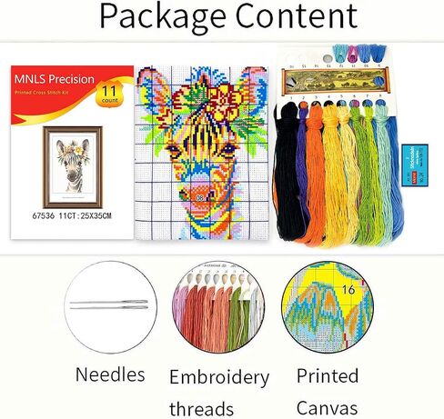 Zhenqing Countted Cross Stitch Kit Animals ، 11 Count ، 3 خيوط ، 9.8 × 13.8 بوصة ، مجموعة المبتدئين DIY ، أنماط سلسلة الحيوانات ، مجموعة غرزة متقاطعة مختومة ، مناسبة للديكور المنزلي ، الهدايا-زيبرا (67536) in Kuwait