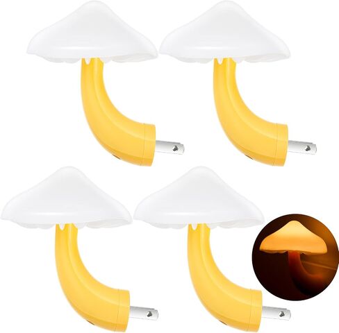 Honoson 4 Pieces Mushroom Night Light LED Night Light Plug in Lamp 7 Color Magic Mini Pretty Mushroom Shaped Lamp Adults(Colorful Light with White Cover) in Kuwait
