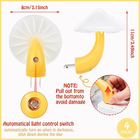 Honoson 4 Pieces Mushroom Night Light LED Night Light Plug in Lamp 7 Color Magic Mini Pretty Mushroom Shaped Lamp Adults(Colorful Light with White Cover) in Kuwait