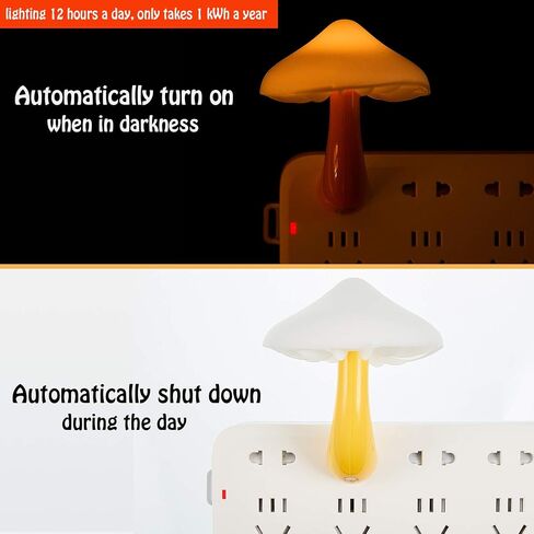 Honoson 4 Pieces Mushroom Night Light LED Night Light Plug in Lamp 7 Color Magic Mini Pretty Mushroom Shaped Lamp Adults(Colorful Light with White Cover) in Kuwait