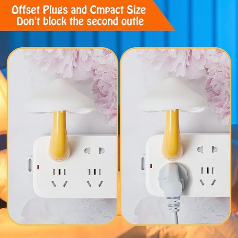 Honoson 4 Pieces Mushroom Night Light LED Night Light Plug in Lamp 7 Color Magic Mini Pretty Mushroom Shaped Lamp Adults(Colorful Light with White Cover) in Kuwait