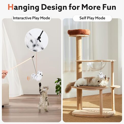 Flapping Cardinal Cat Toys, Interactive Cat Exercise Toy with Lifelike Bird Chirp, USB Rechargeable Automatic Cat Kicker Catnip Toys for Bored Indoor Adult Cats Kittens in Kuwait