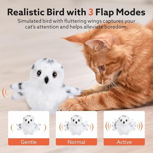 Flapping Cardinal Cat Toys, Interactive Cat Exercise Toy with Lifelike Bird Chirp, USB Rechargeable Automatic Cat Kicker Catnip Toys for Bored Indoor Adult Cats Kittens in Kuwait