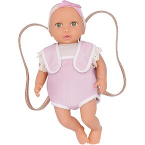 Lullababy-دمية طفل واقعية بحجم 14 بوصة-ملحق سفر الناقل-نغمة البشرة العادلة والعينين الخضراء-تظاهر اللعب-ألعاب للأطفال من سن 2 وما فوق-مجموعة Baby Doll & Carrier