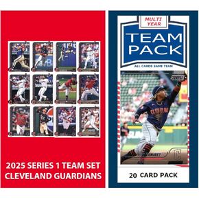 2024 Baseball Team Pack Guardians 20 Card Pack + 2025 Topps Series 1 Team Set - Jose Ramirez