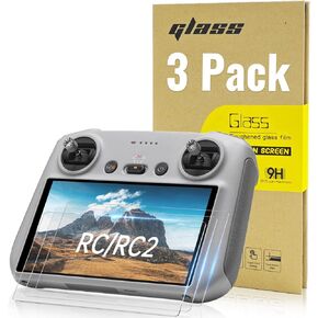 3 Pack RC/RC 2 Screen Protector for DJI RC/RC2 Controller Accessories, Mini 4 Pro HD Tempered Glass Anti-Glare Film for DJI Mini 4 Pro/Mini 3 Pro/Mini 3, Mavic 3 Series, Air 3, Air 2S Drone